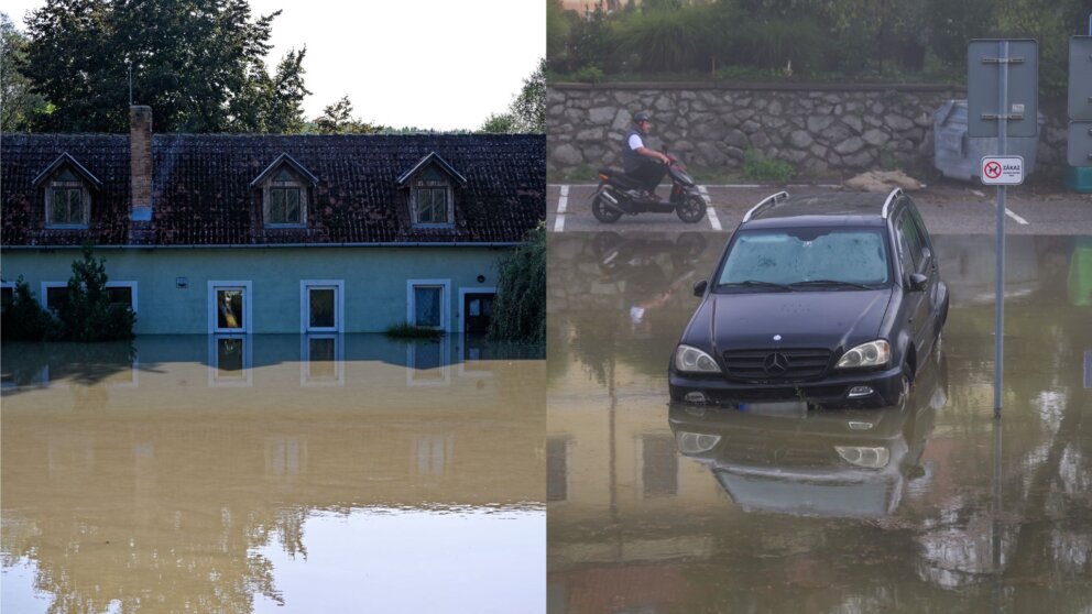 povodne, voda, auto